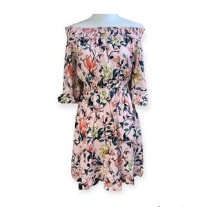 Lulus Hello Darling Floral Off Shoulder Crochet Trim Dress Small NWT